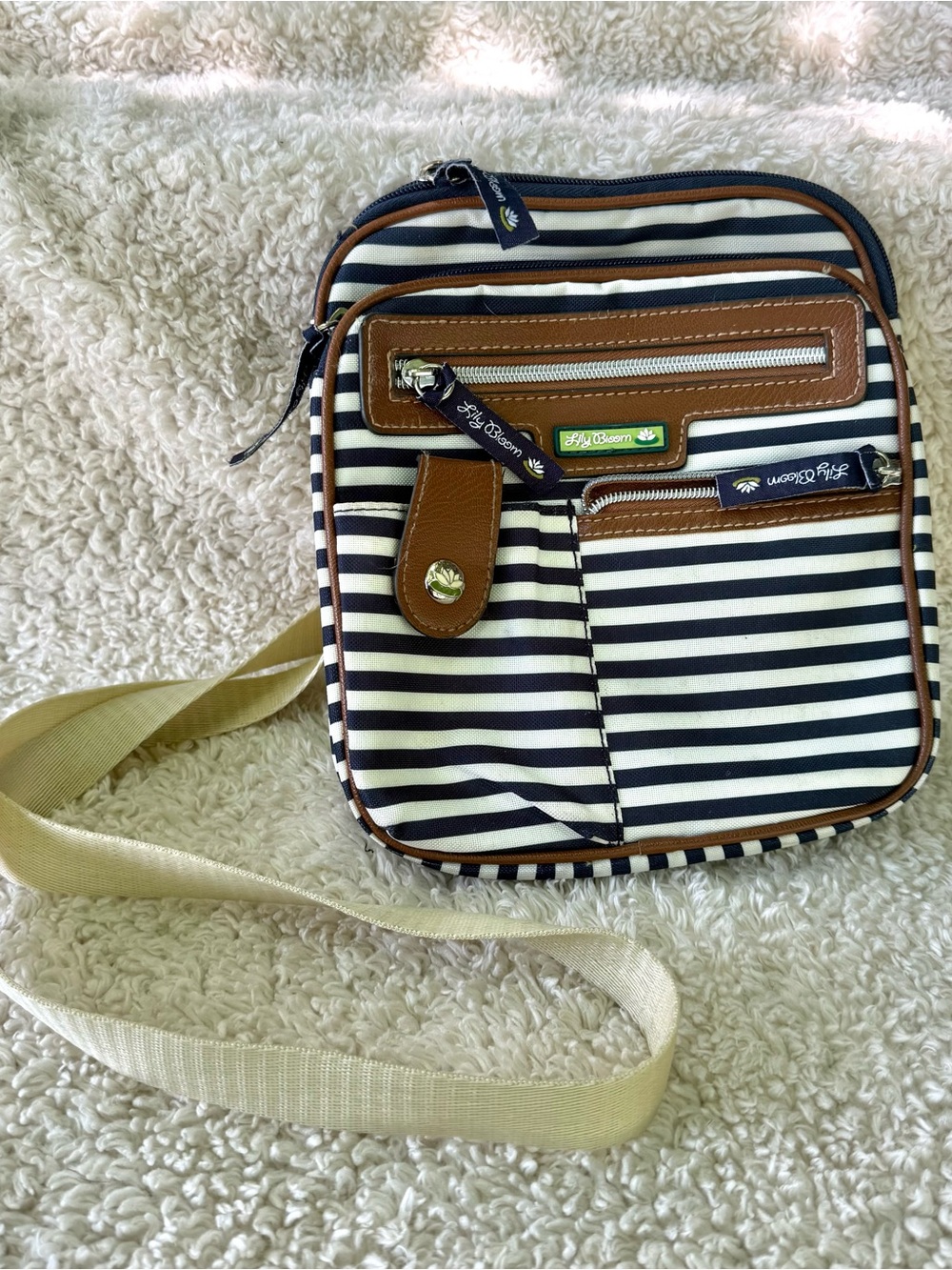 Lilly Bloom Striped Nautical Crossbody Purse Bag